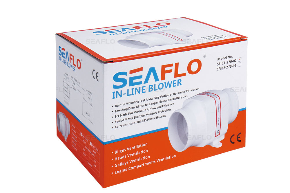 SEAFLO 4″ 270CFM In-Line Bilge Blower Fan