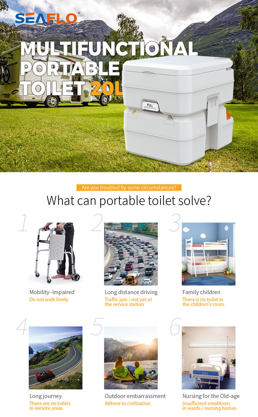 SEAFLO MULTIFUNCTIONAL PORTABLE TOLIET 20L