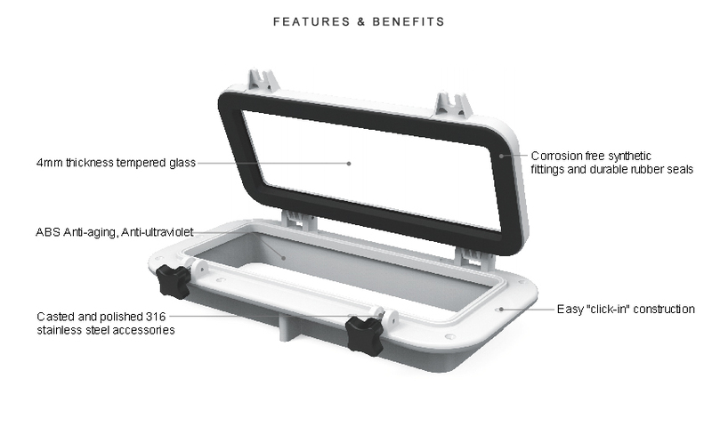 SEAFLO Retangular Shape Portholes with 320mm Window White